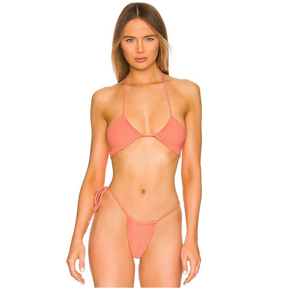 MONICA HANSEN BEACHWEAR LAZY DAYS BIKINI BOTTOMS NWT IN RIBBED CORAL